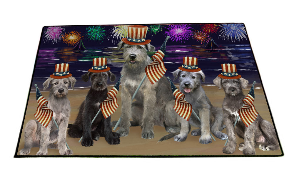 4th of July Independence Day Firework Wolfhound Dogs Floormat FLMS55447