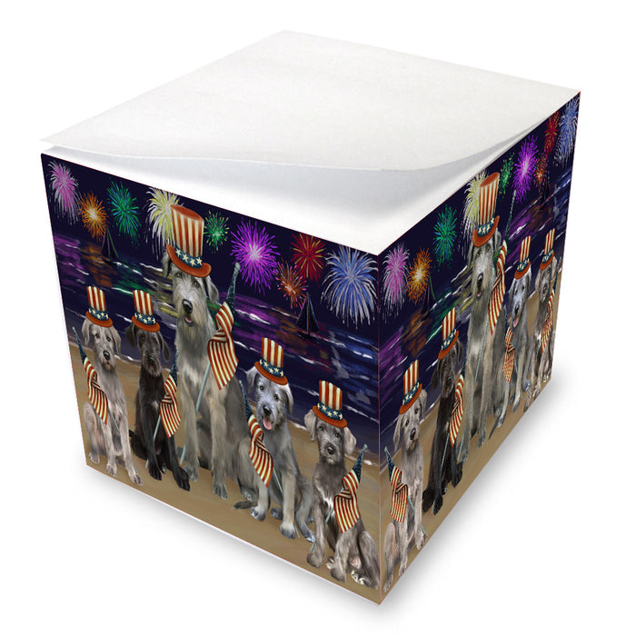 4th of July Independence Day Firework Wolfhound Dogs Note Cube NOC-DOTD-A57095