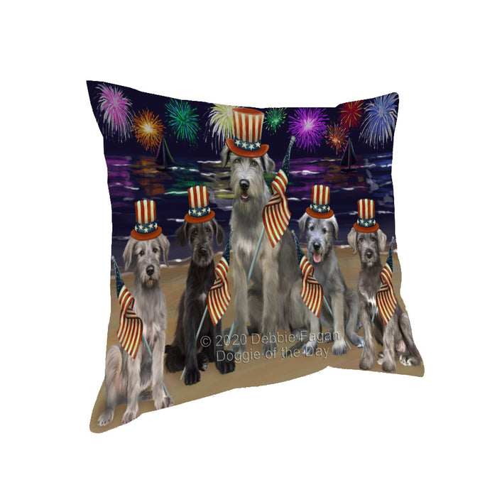 4th of July Independence Day Firework Wolfhound Dogs Pillow with Top Quality High-Resolution Images - Ultra Soft Pet Pillows for Sleeping - Reversible & Comfort - Ideal Gift for Dog Lover - Cushion for Sofa Couch Bed - 100% Polyester