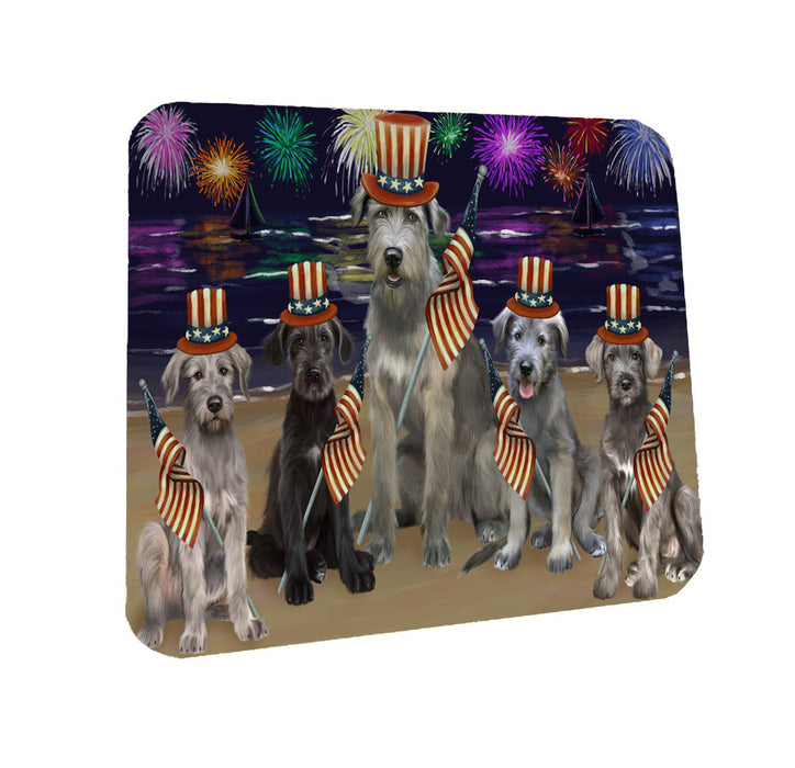 4th of July Independence Day Firework Wolfhound Dogs Coasters Set of 4 CSTA58054