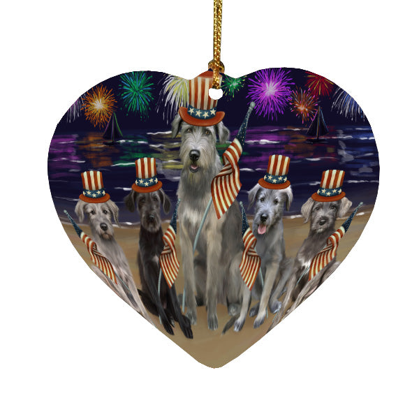 4th of July Independence Day Firework Wolfhound Dogs Heart Christmas Ornament HPORA58815
