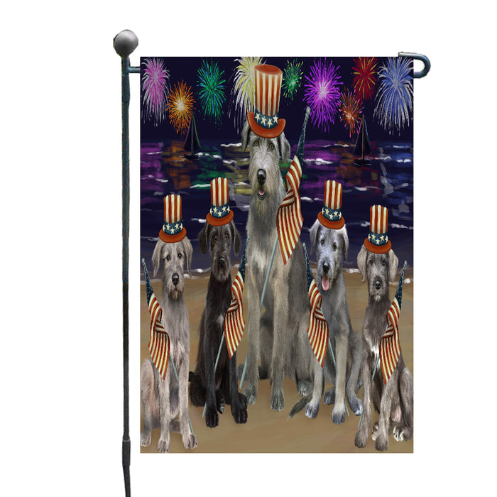 4th of July Independence Day Firework Wolfhound Dogs Garden Flags Outdoor Decor for Homes and Gardens Double Sided Garden Yard Spring Decorative Vertical Home Flags Garden Porch Lawn Flag for Decorations