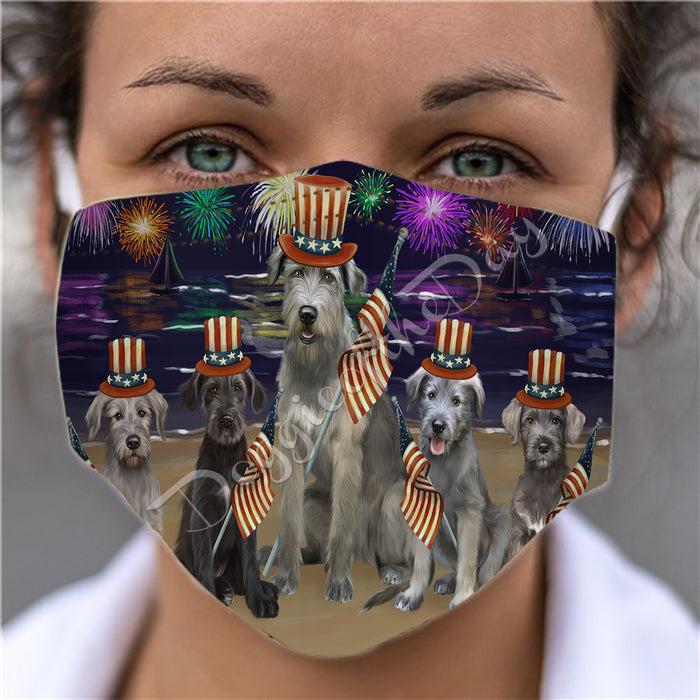 4th of July Independence Day Wolfhound Dogs Face Mask FM49457