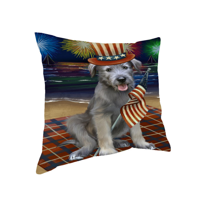 4th of July Independence Day Firework Wolfhound Dog Pillow with Top Quality High-Resolution Images - Ultra Soft Pet Pillows for Sleeping - Reversible & Comfort - Ideal Gift for Dog Lover - Cushion for Sofa Couch Bed - 100% Polyester, PILA91498