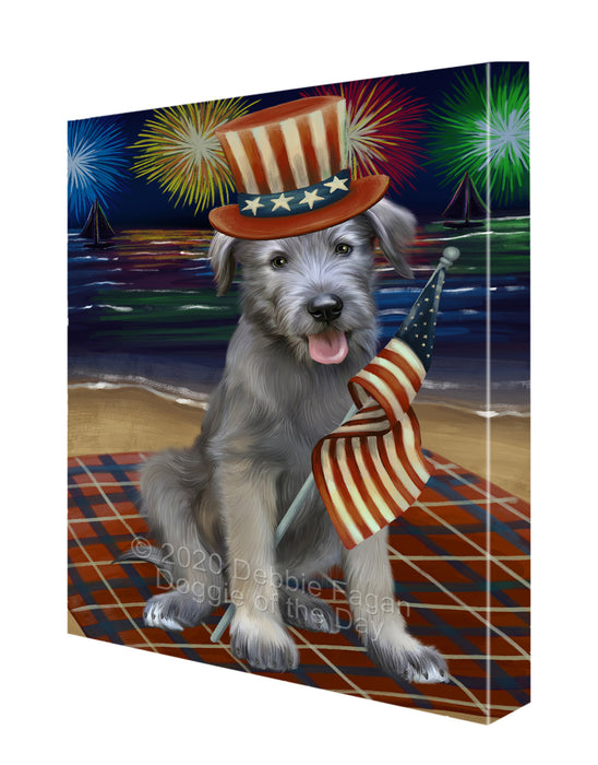 4th of July Independence Day Firework Wolfhound Dog Canvas Wall Art - Premium Quality Ready to Hang Room Decor Wall Art Canvas - Unique Animal Printed Digital Painting for Decoration CVS122
