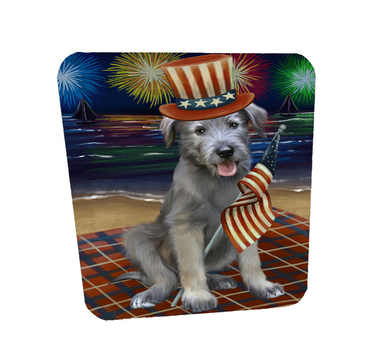 4th of July Independence Day Firework Wolfhound Dog Coasters Set of 4 CSTA58079