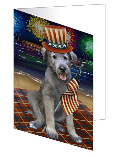 4th of July Independence Day Firework Wolfhound Dog Handmade Artwork Assorted Pets Greeting Cards and Note Cards with Envelopes for All Occasions and Holiday Seasons