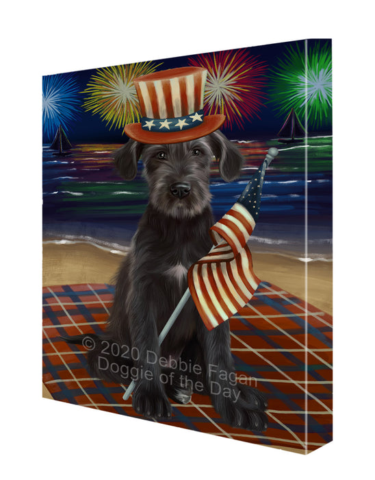4th of July Independence Day Firework Wolfhound Dog Canvas Wall Art - Premium Quality Ready to Hang Room Decor Wall Art Canvas - Unique Animal Printed Digital Painting for Decoration CVS123