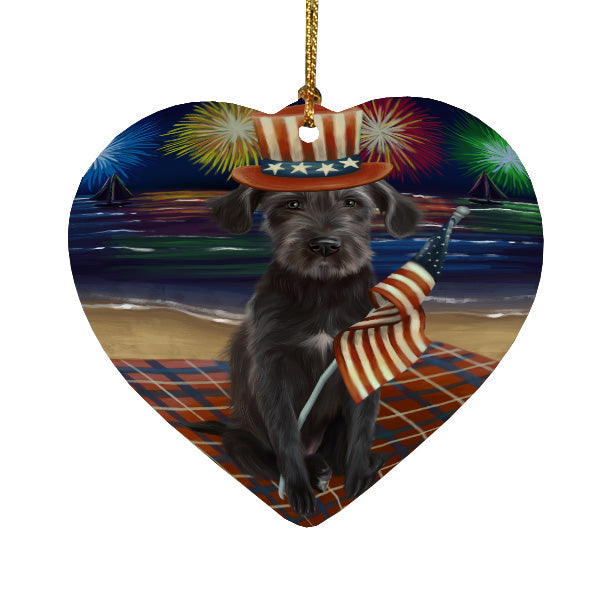 4th of July Independence Day Firework Wolfhound Dog Heart Christmas Ornament HPORA58841