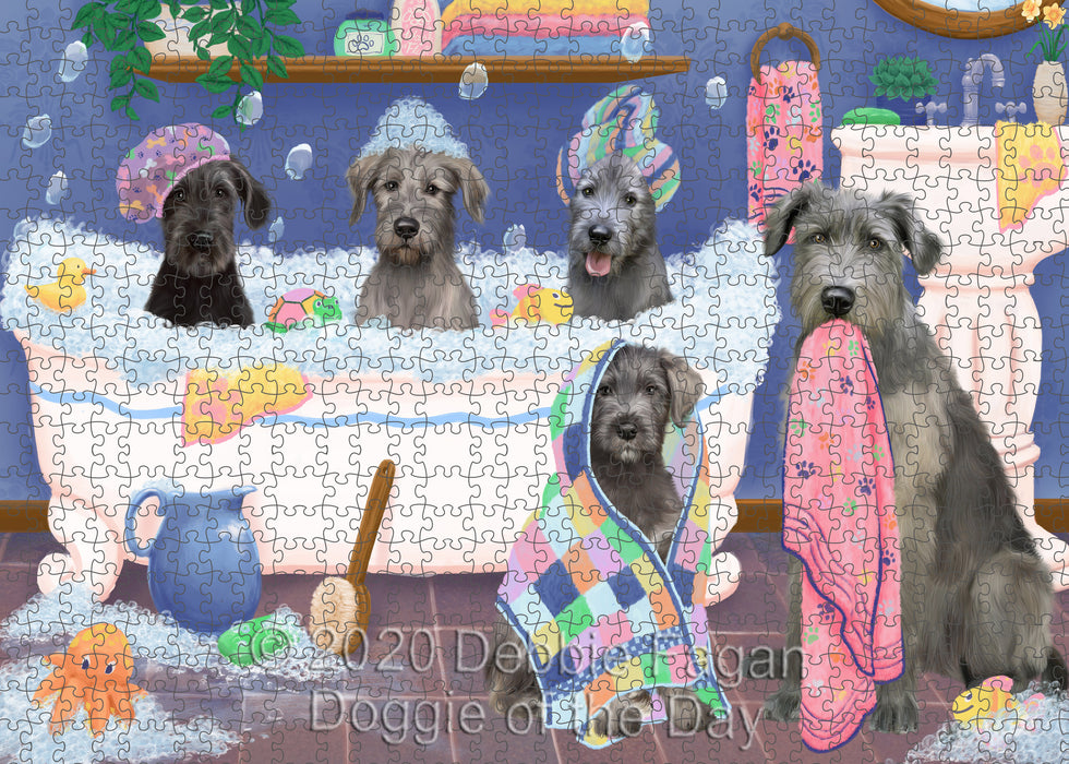 Rub a Dub Dogs in a Tub Wolfhound Dogs Portrait Jigsaw Puzzle for Adults Animal Interlocking Puzzle Game Unique Gift for Dog Lover's with Metal Tin Box