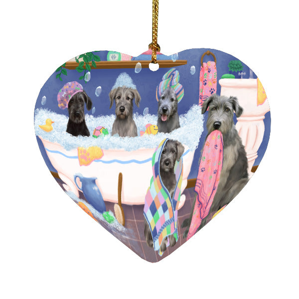 Rub a Dub Dogs in a Tub Wolfhound Dogs Heart Christmas Ornament HPORA59052
