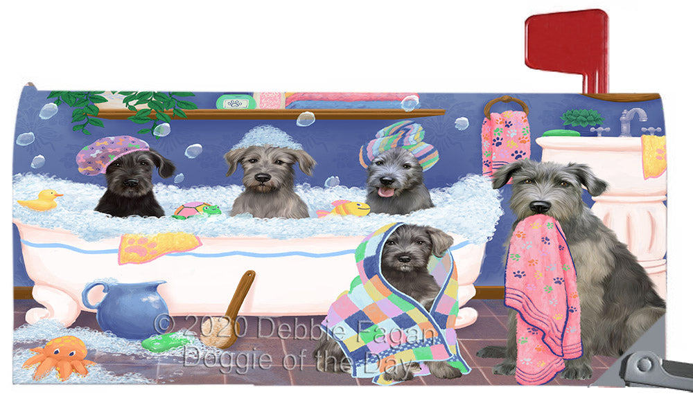 Rub A Dub Dogs In A Tub Wolfhound Dog Magnetic Mailbox Cover Both Sides Pet Theme Printed Decorative Letter Box Wrap Case Postbox Thick Magnetic Vinyl Material
