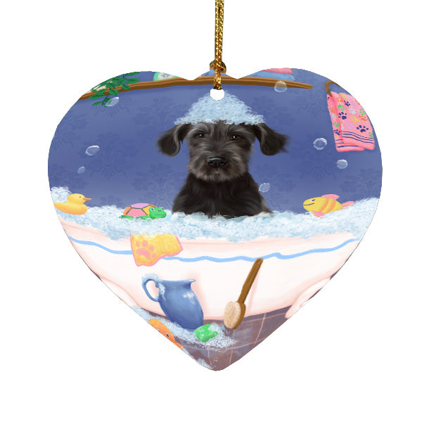 Rub a Dub Dogs in a Tub Wolfhound Dog Heart Christmas Ornament HPORA59069
