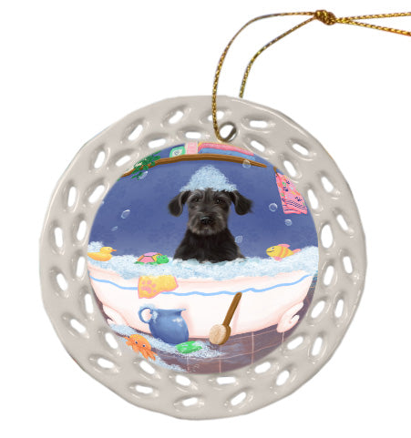 Rub a Dub Dogs in a Tub Wolfhound Dog Doily Ornament DPOR58720