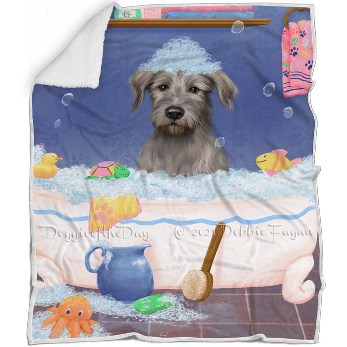 Rub A Dub Dog In A Tub Wolfhound Dog Blanket BLNKT143193