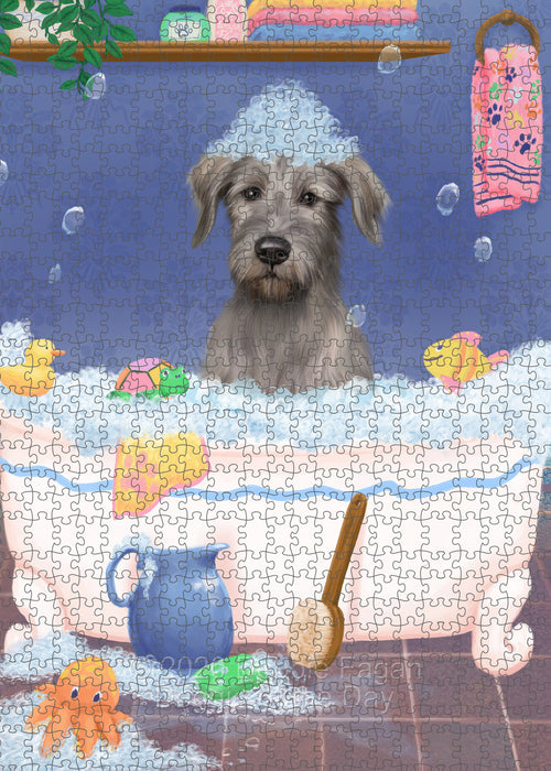 Rub a Dub Dogs in a Tub Wolfhound Dog Portrait Jigsaw Puzzle for Adults Animal Interlocking Puzzle Game Unique Gift for Dog Lover's with Metal Tin Box PZL618