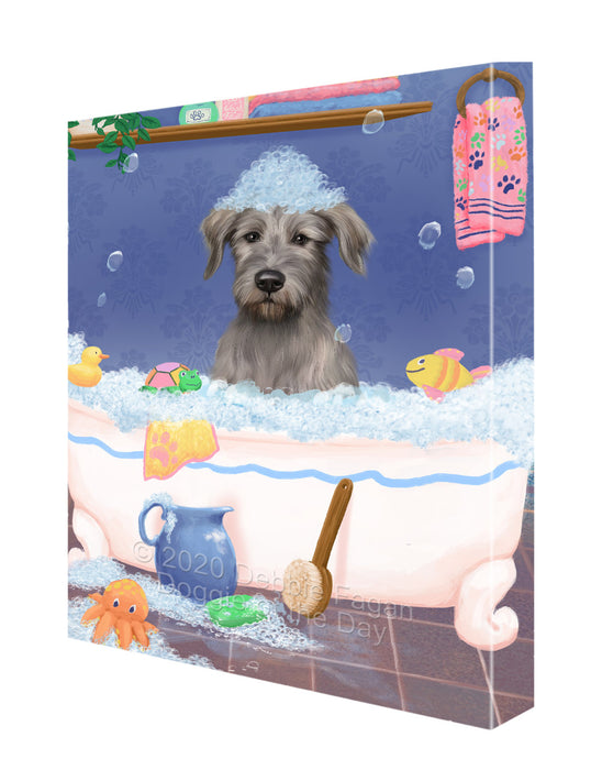 Rub a Dub Dogs in a Tub Wolfhound Dog Canvas Wall Art - Premium Quality Ready to Hang Room Decor Wall Art Canvas - Unique Animal Printed Digital Painting for Decoration CVS323