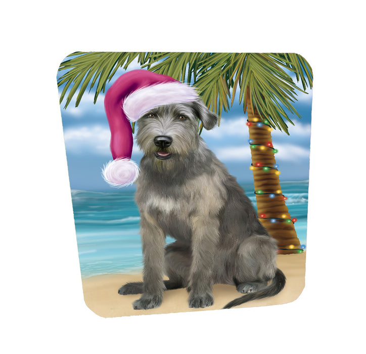 Christmas Summertime Island Tropical Beach Wolfhound Dog Coasters Set of 4 CSTA58432