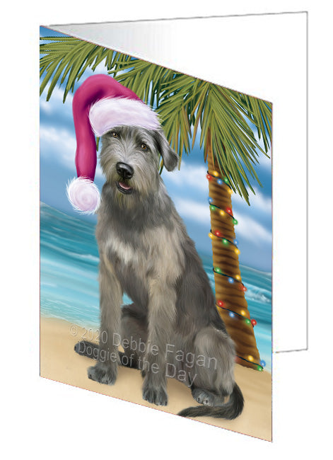Christmas Summertime Island Tropical Beach Wolfhound Dog Handmade Artwork Assorted Pets Greeting Cards and Note Cards with Envelopes for All Occasions and Holiday Seasons