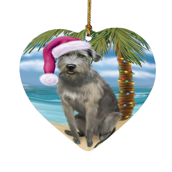 Christmas Summertime Island Tropical Beach Wolfhound Dog Heart Christmas Ornament HPORA59193