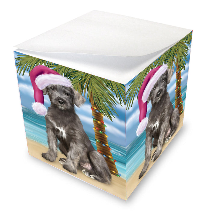 Christmas Summertime Island Tropical Beach Wolfhound Dog Note Cube NOC-DOTD-A57474