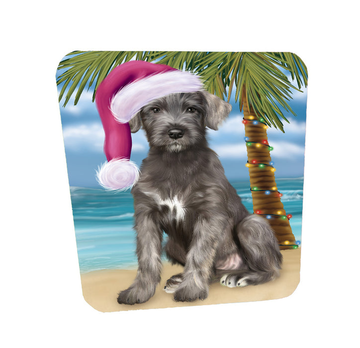 Christmas Summertime Island Tropical Beach Wolfhound Dog Coasters Set of 4 CSTA58433