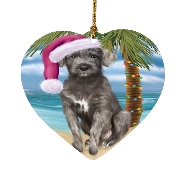 Christmas Summertime Island Tropical Beach Wolfhound Dog Heart Christmas Ornament HPORA59194