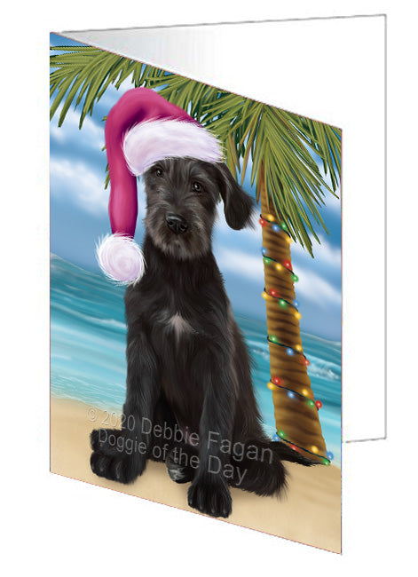 Christmas Summertime Island Tropical Beach Wolfhound Dog Handmade Artwork Assorted Pets Greeting Cards and Note Cards with Envelopes for All Occasions and Holiday Seasons