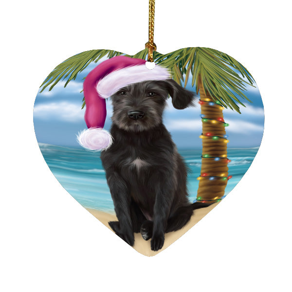 Christmas Summertime Island Tropical Beach Wolfhound Dog Heart Christmas Ornament HPORA59195