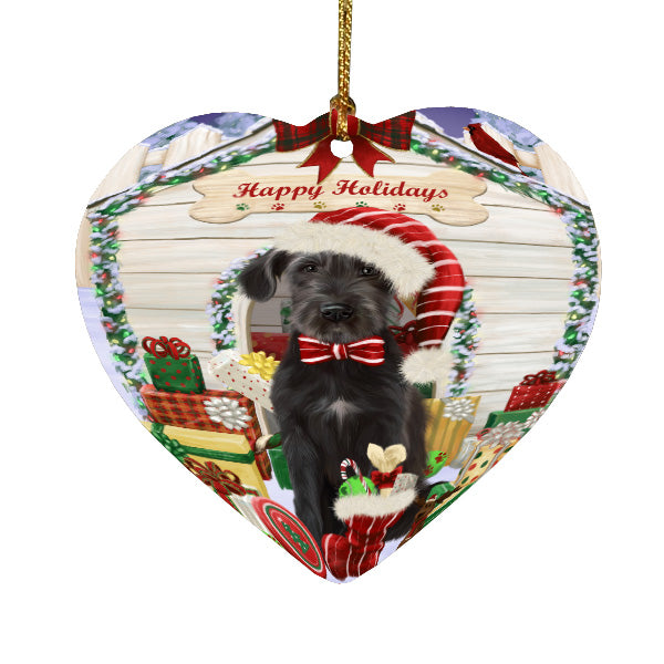 Christmas House with Presents Wolfhound Dog Heart Christmas Ornament HPORA59153