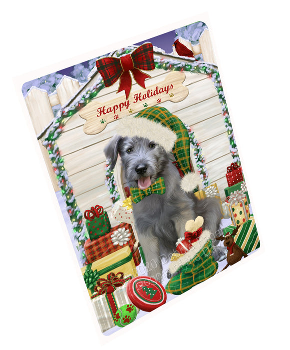 Christmas House with Presents Wolfhound Dog Cutting Board - For Kitchen - Scratch & Stain Resistant - Designed To Stay In Place - Easy To Clean By Hand - Perfect for Chopping Meats, Vegetables, CA83138