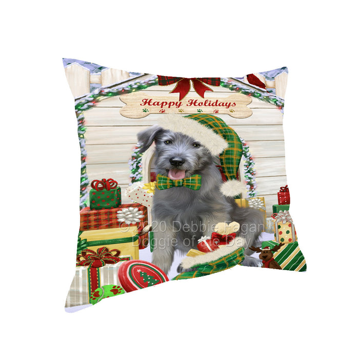 Christmas House with Presents Wolfhound Dog Pillow with Top Quality High-Resolution Images - Ultra Soft Pet Pillows for Sleeping - Reversible & Comfort - Ideal Gift for Dog Lover - Cushion for Sofa Couch Bed - 100% Polyester, PILA92602