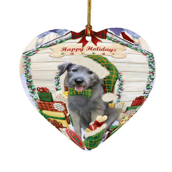 Christmas House with Presents Wolfhound Dog Heart Christmas Ornament HPORA59150