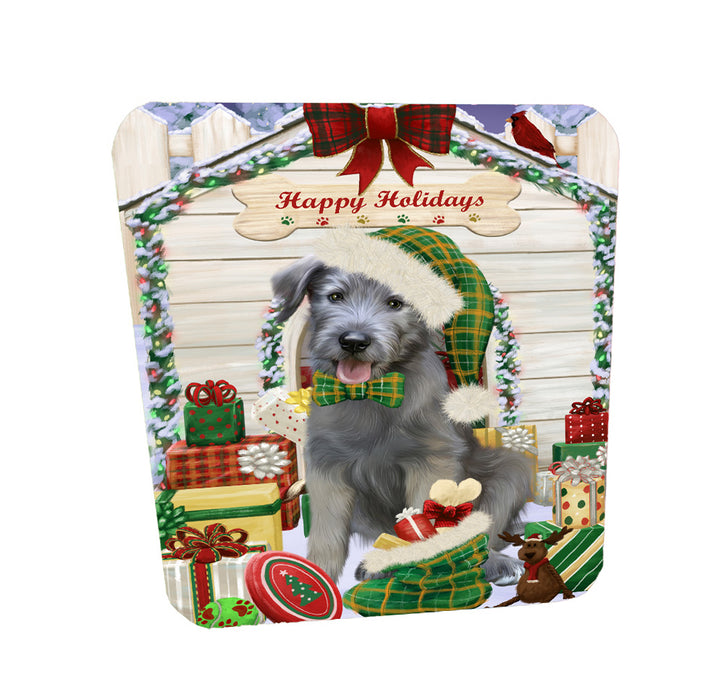 Christmas House with Presents Wolfhound Dog Coasters Set of 4 CSTA58389