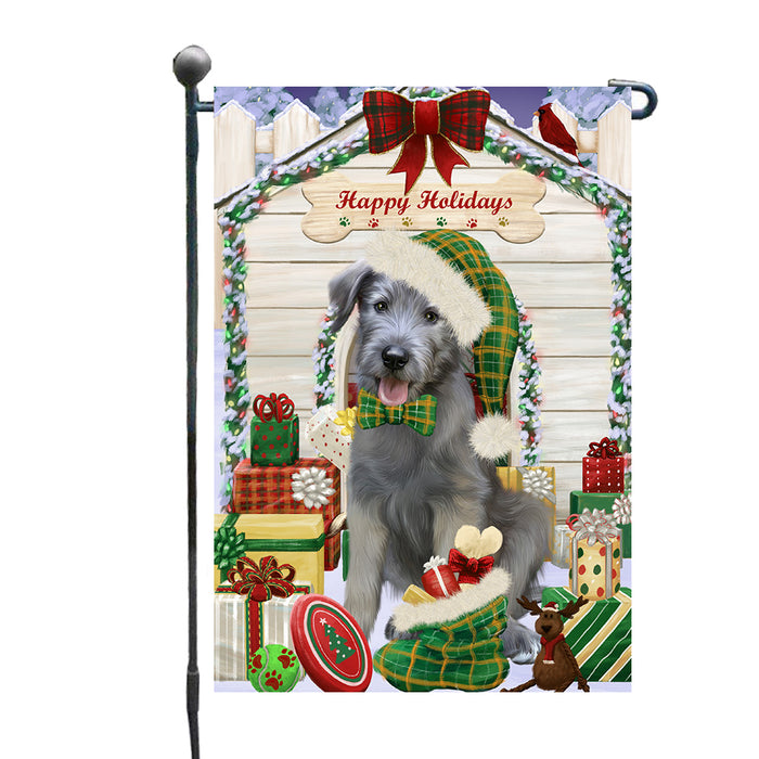 Christmas House with Presents Wolfhound Dog Garden Flags Outdoor Decor for Homes and Gardens Double Sided Garden Yard Spring Decorative Vertical Home Flags Garden Porch Lawn Flag for Decorations GFLG68084