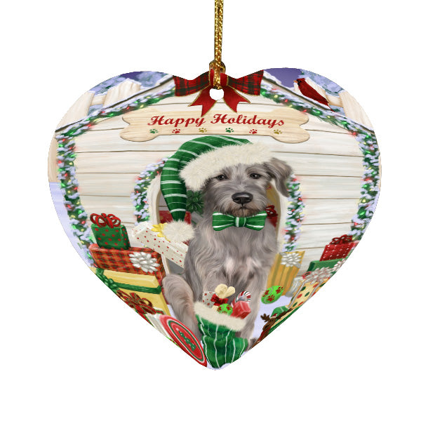 Christmas House with Presents Wolfhound Dog Heart Christmas Ornament HPORA59151