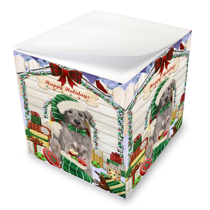 Christmas House with Presents Wolfhound Dog Note Cube NOC-DOTD-A57431
