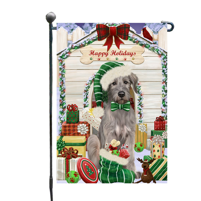 Christmas House with Presents Wolfhound Dog Garden Flags Outdoor Decor for Homes and Gardens Double Sided Garden Yard Spring Decorative Vertical Home Flags Garden Porch Lawn Flag for Decorations GFLG68085