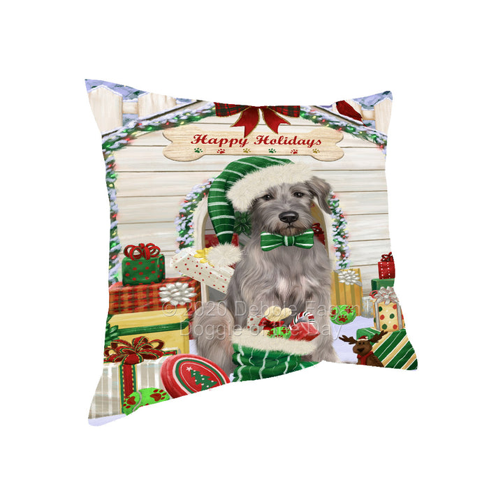 Christmas House with Presents Wolfhound Dog Pillow with Top Quality High-Resolution Images - Ultra Soft Pet Pillows for Sleeping - Reversible & Comfort - Ideal Gift for Dog Lover - Cushion for Sofa Couch Bed - 100% Polyester, PILA92605