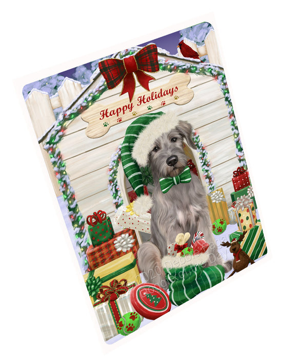 Christmas House with Presents Wolfhound Dog Cutting Board - For Kitchen - Scratch & Stain Resistant - Designed To Stay In Place - Easy To Clean By Hand - Perfect for Chopping Meats, Vegetables, CA83140