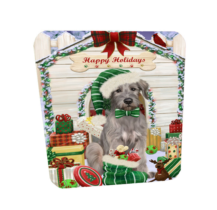 Christmas House with Presents Wolfhound Dog Coasters Set of 4 CSTA58390