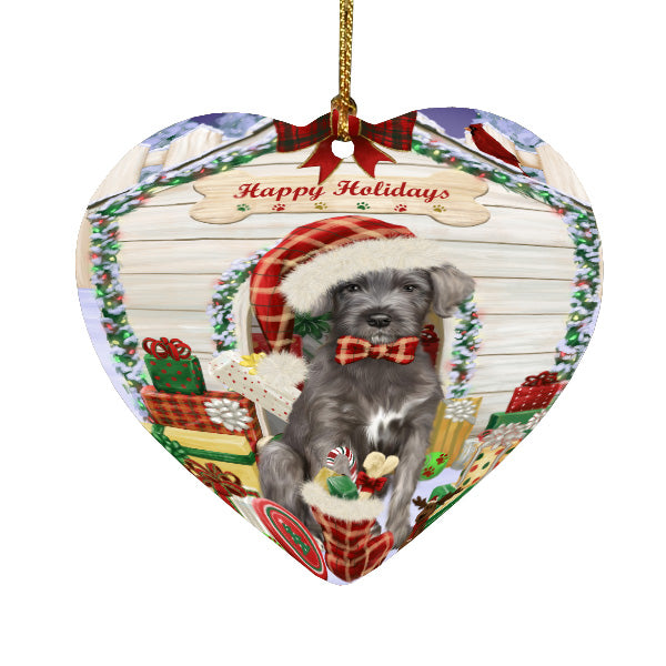 Christmas House with Presents Wolfhound Dog Heart Christmas Ornament HPORA59152