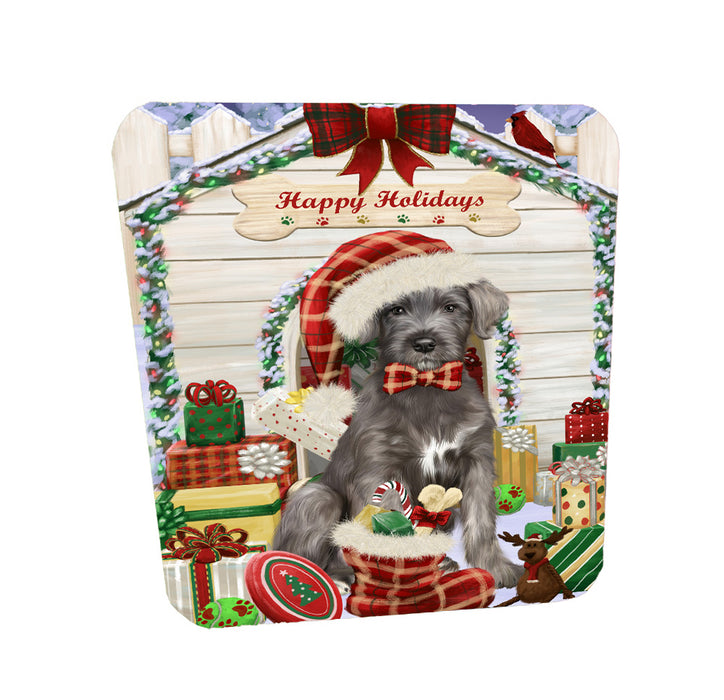 Christmas House with Presents Wolfhound Dog Coasters Set of 4 CSTA58391