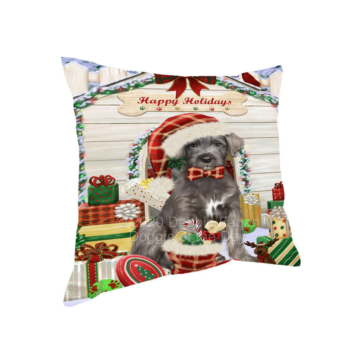 Christmas House with Presents Wolfhound Dog Pillow with Top Quality High-Resolution Images - Ultra Soft Pet Pillows for Sleeping - Reversible & Comfort - Ideal Gift for Dog Lover - Cushion for Sofa Couch Bed - 100% Polyester, PILA92608
