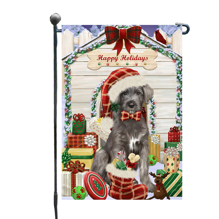 Christmas House with Presents Wolfhound Dog Garden Flags Outdoor Decor for Homes and Gardens Double Sided Garden Yard Spring Decorative Vertical Home Flags Garden Porch Lawn Flag for Decorations GFLG68086