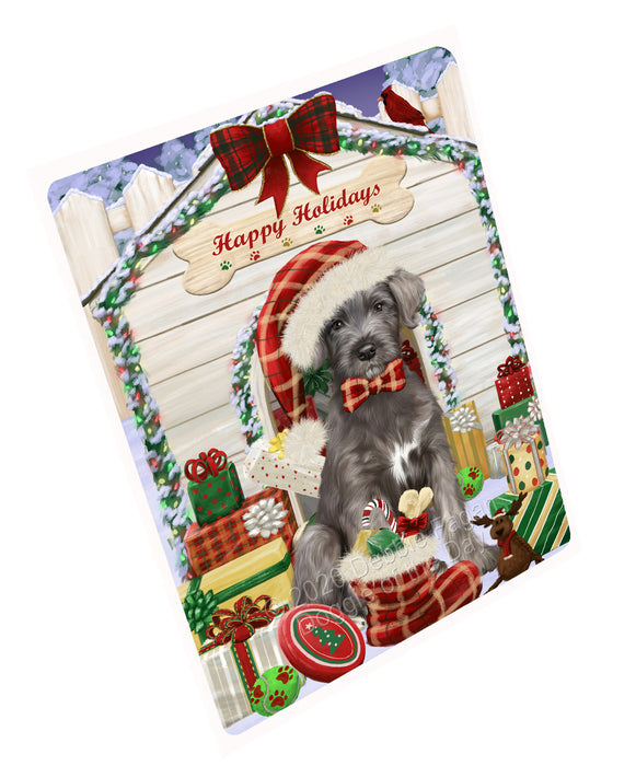 Christmas House with Presents Wolfhound Dog Cutting Board - For Kitchen - Scratch & Stain Resistant - Designed To Stay In Place - Easy To Clean By Hand - Perfect for Chopping Meats, Vegetables, CA83142