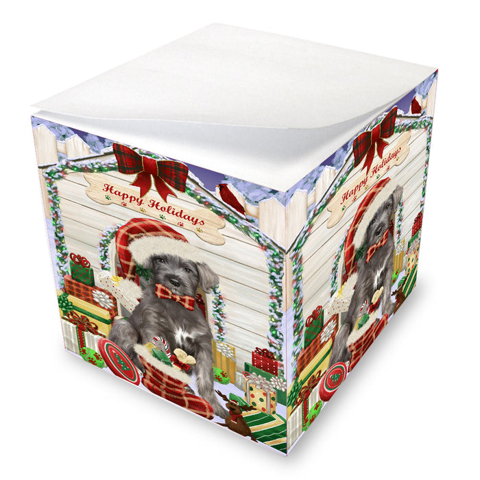 Christmas House with Presents Wolfhound Dog Note Cube NOC-DOTD-A57432