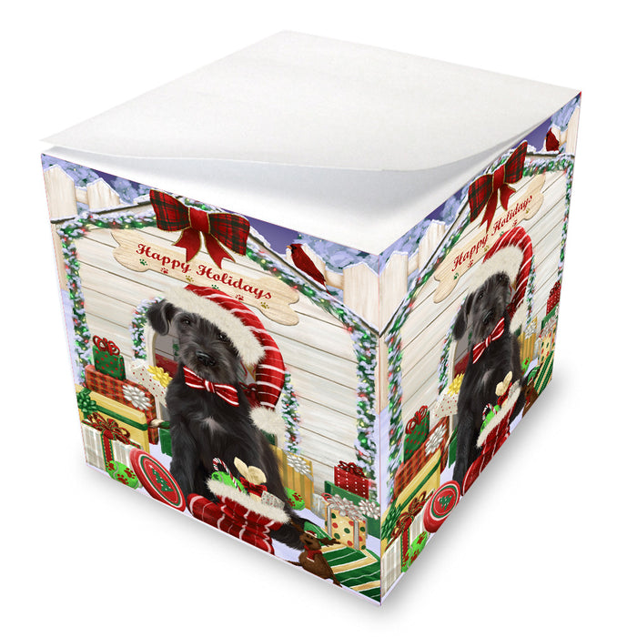 Christmas House with Presents Wolfhound Dog Note Cube NOC-DOTD-A57433