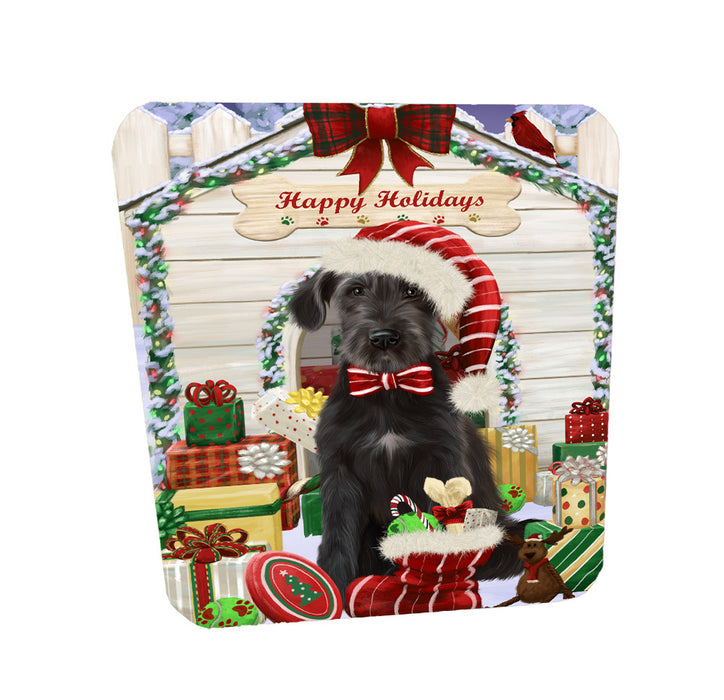 Christmas House with Presents Wolfhound Dog Coasters Set of 4 CSTA58392