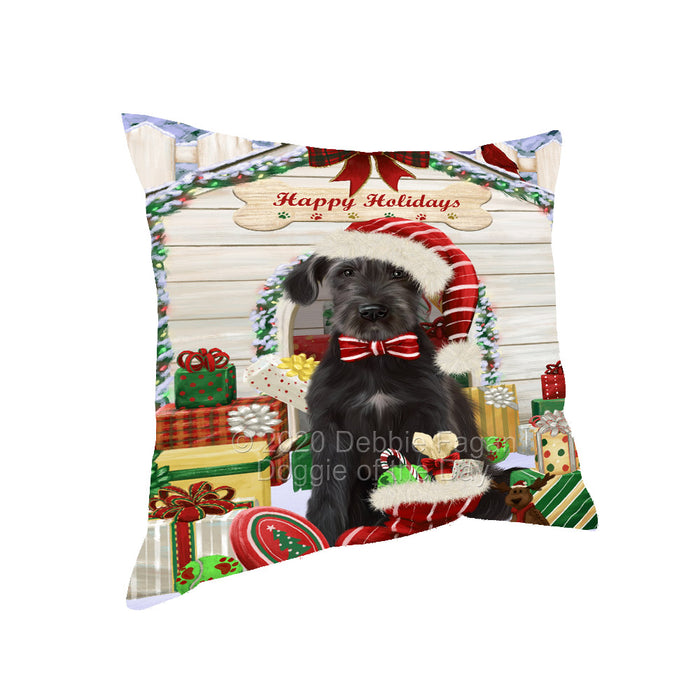 Christmas House with Presents Wolfhound Dog Pillow with Top Quality High-Resolution Images - Ultra Soft Pet Pillows for Sleeping - Reversible & Comfort - Ideal Gift for Dog Lover - Cushion for Sofa Couch Bed - 100% Polyester, PILA92611